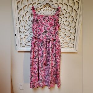 Overdyed Upcycled Pink Floral Print Tank Dress Edna's Edit XL Made In India